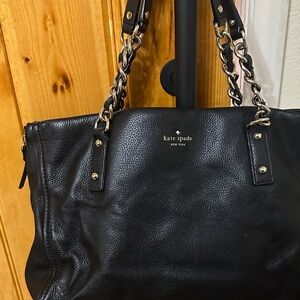 Kate Spade Black Leather Shoulder Bag with Chain Straps